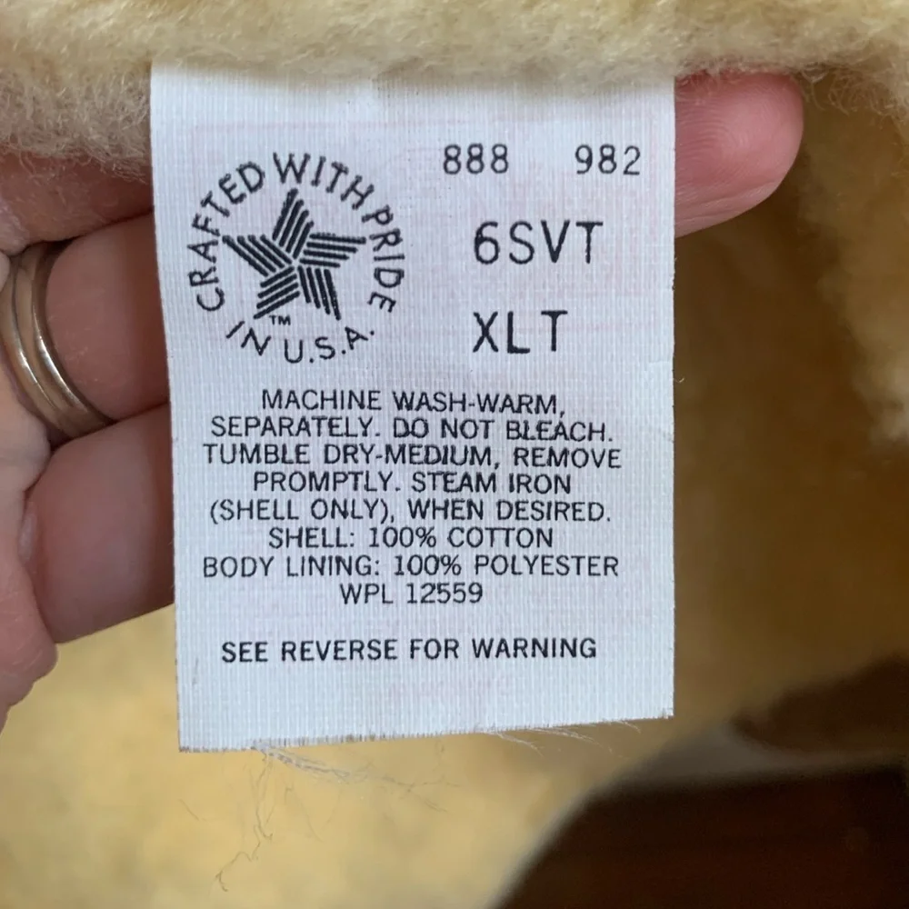 NWOT Vintage Union Made Carhartt Fleece-Lined Duck Canvas Hunting/Work Vest XLT